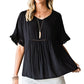 SO YOU V-Neck Flounce Sleeve Babydoll Blouse
