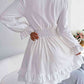 Tie Front Smocked Waist Flounce Sleeve Dress