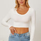 BasicStyle Round Neck Long Sleeve Cropped T-Shirt
