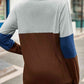 Color Block Cutout Round Neck Long Sleeve T-Shirt