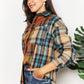 Double Take Full Size Plaid Curved Hem Shirt Jacket with Breast Pockets