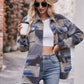 Full Size Geometric Dropped Shoulder Jacket with Pockets