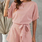 NatureJumpers Tie Belt Short Sleeve Romper