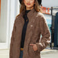 Full Size Fuzzy Checkered Zip Up Jacket