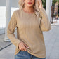 Adelisa & Yehn Round Neck Raglan Sleeve Ribbed Blouse