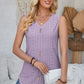 Eyelet Decorative Button V-Neck Tank
