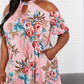Women's Sew In Love Full Size Fresh-Cut Flowers Cold-Shoulder Midi Dress