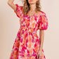 BiBi Floral V-Neck Puff Sleeve Mini Dress - Brand BiBi