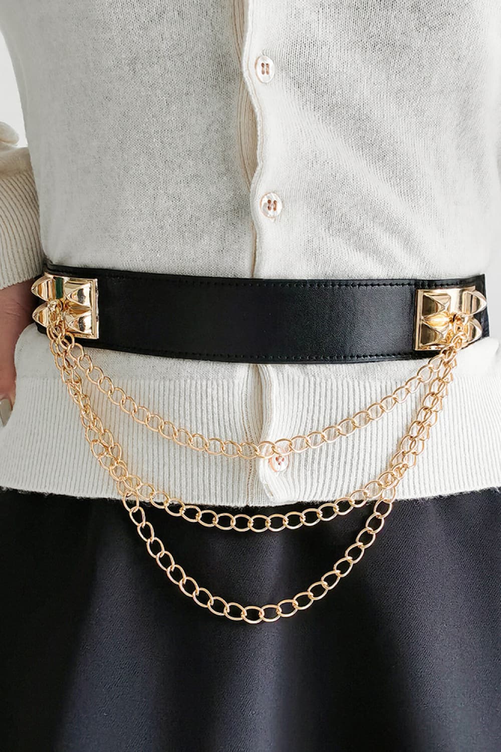 BeyondBeautiful Elastic Belt with Chain