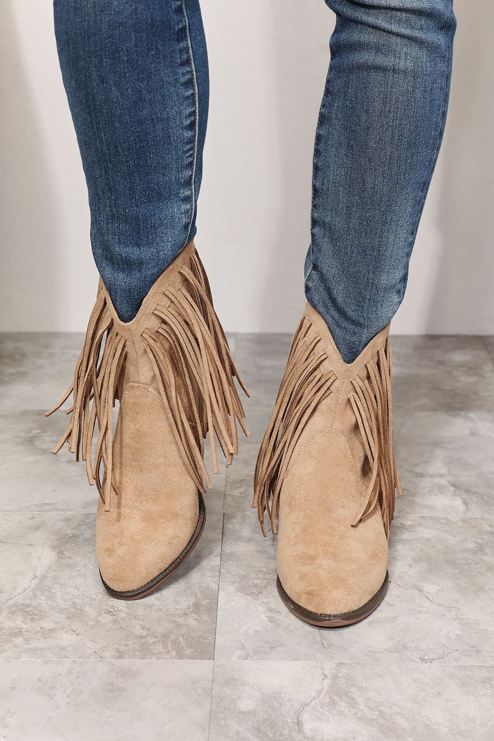 Legend Women's Fringe Cowboy Western Tan Ankle Boots *