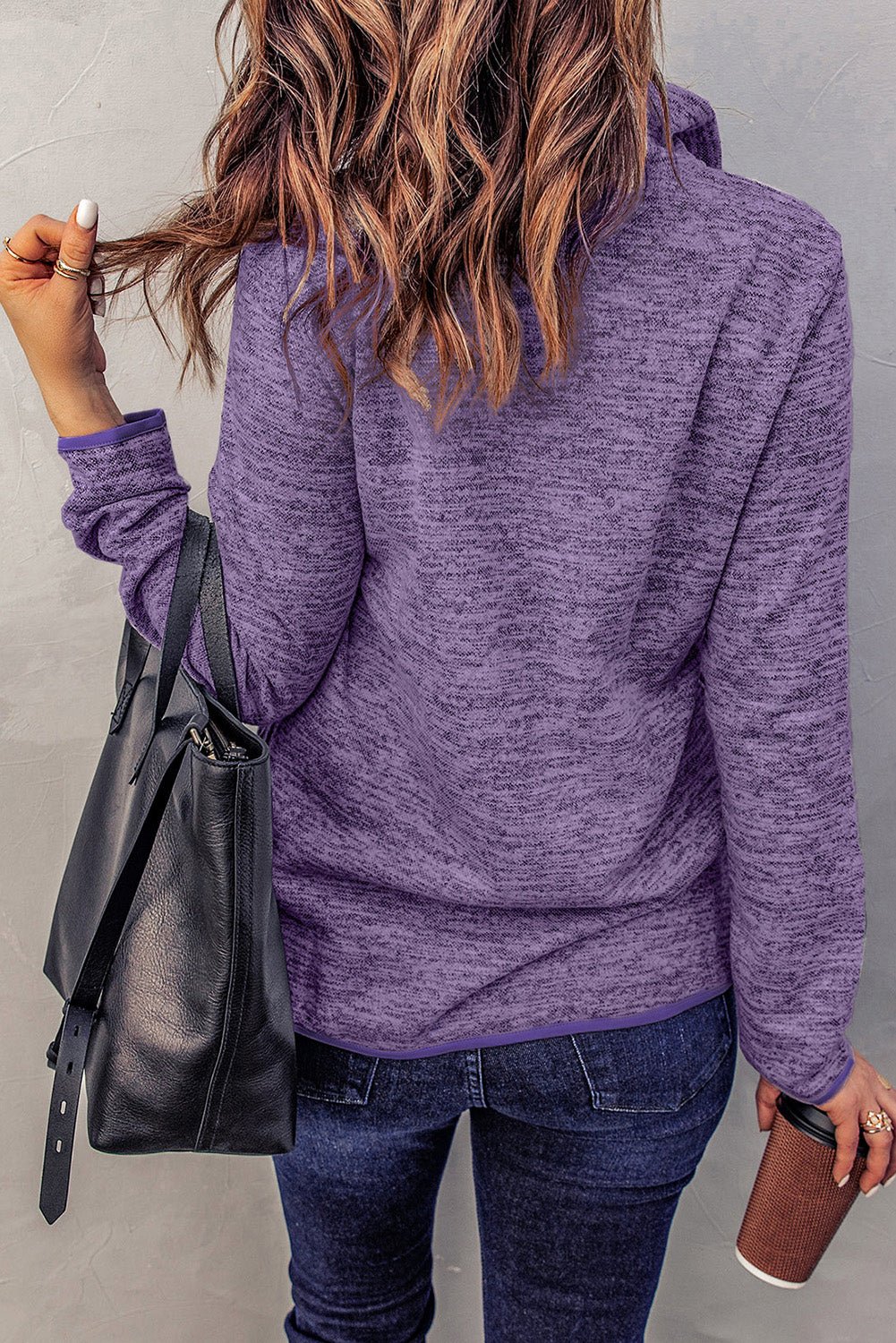 Women's Full Size Heathered Quarter-Zip Sweatshirt