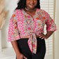 Double Take Tie Hem V-Neck Three-Quarter Sleeve Blouse