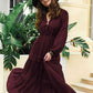 Amelia Tie Neck Long Sleeve Midi Tiered Dress