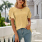 Full Size Eyelet Flutter Sleeve Round Neck Top