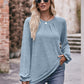 Long Flounce Sleeve Round Neck Blouse