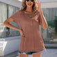 Decorative Button Round Neck Cold Shoulder T-Shirt