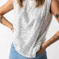 Women's Sequin Round Neck Capped Sleeve Tank
