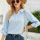 Full Size Swiss Dot Johnny Collar Blouse