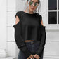 Cold-Shoulder Ribbed Trim Sweater