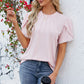 Round Neck Petal Sleeve T-Shirt