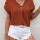 TRANQULSEA Buttoned V-Neck Short Sleeve Blouse