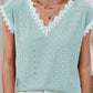 V-Neck Eyelet Short Sleeve Top