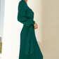 Full Size Round Neck Long Sleeve Pleated Sweater Dress