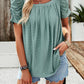 Eyelet Square Neck Puff Sleeve T-Shirt
