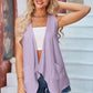 Eyelet Open Front Sleeveless Cardigan