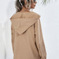 Buttoned Raglan Sleeve Hooded Blouse