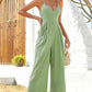Double Crazy Spaghetti Strap Wide Leg Jumpsuit with Pockets