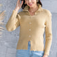 Ribbed Long Sleeve Slit Distressed Sweater
