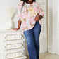 Double Take Blush Pink Floral Round Neck Three-Quarter Sleeve Top