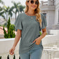 Full Size Eyelet Flutter Sleeve Round Neck Top