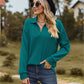 Collared Neck Cable-Knit Long Sleeve Blouse