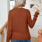 Cable-Knit Round Neck Long Sleeve Sweater