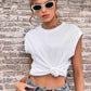 Women's Round Neck Cap Sleeve Top