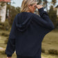Zip Up Drawstring Long Sleeve Hooded Jacket
