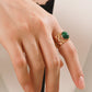 18k Women's Gold Plated Malachite Leaf Ring