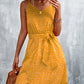 SOChic Printed V-Neck Tie Waist Mini Dress
