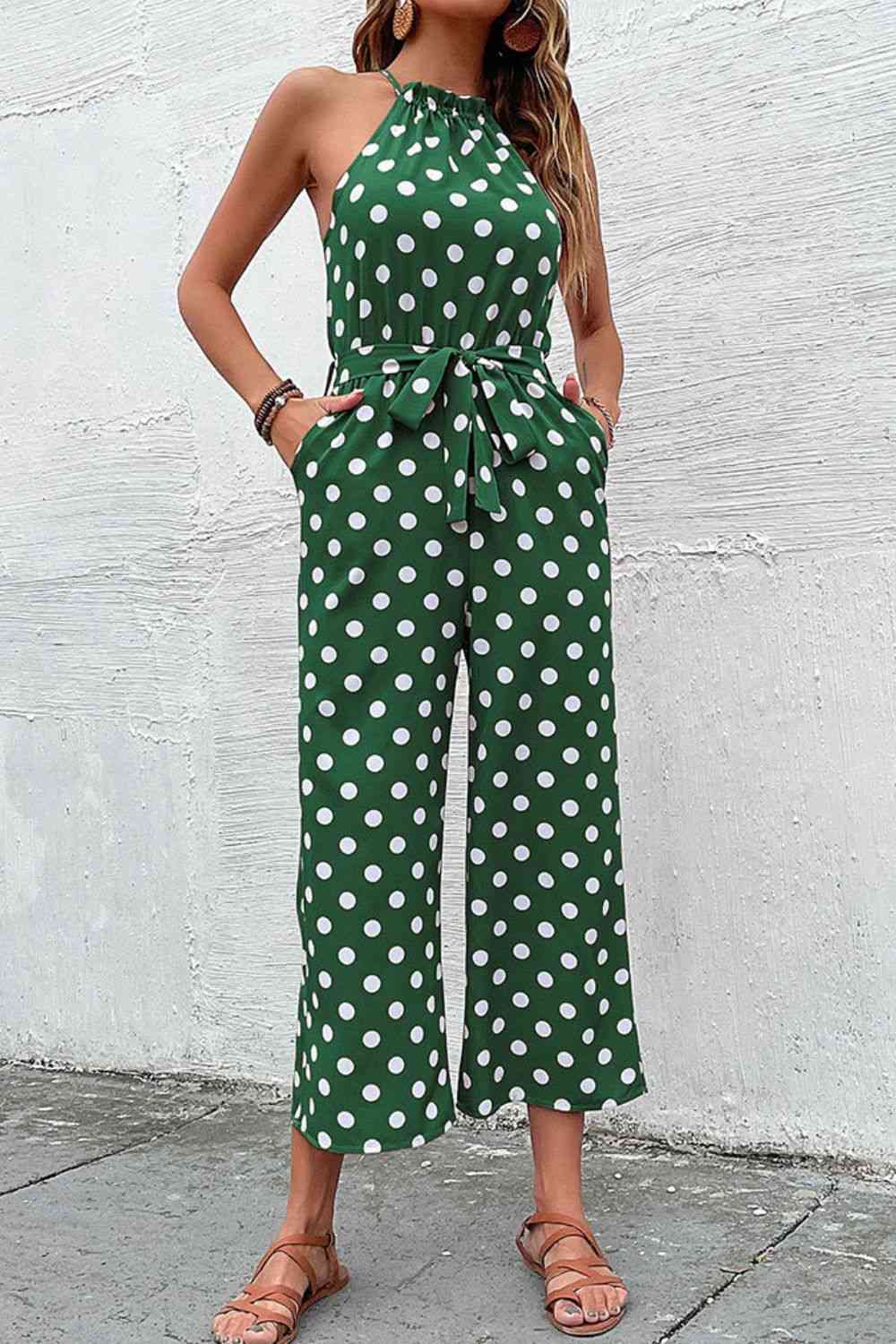 SavannahJayJumpers Polka Dot Grecian Wide Leg Jumpsuit