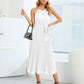 Pleated Spaghetti Strap Tie Waist Midi Dress