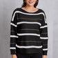 Striped Round Neck Dropped Shoulder Sweater