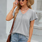 V-Neck Flutter Sleeve T-Shirt