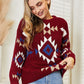 HEYSON Wine Full Size Aztec Soft Fuzzy Sweater