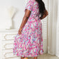 Double Take Hot Pink Multicolored V-Neck Maxi Dress