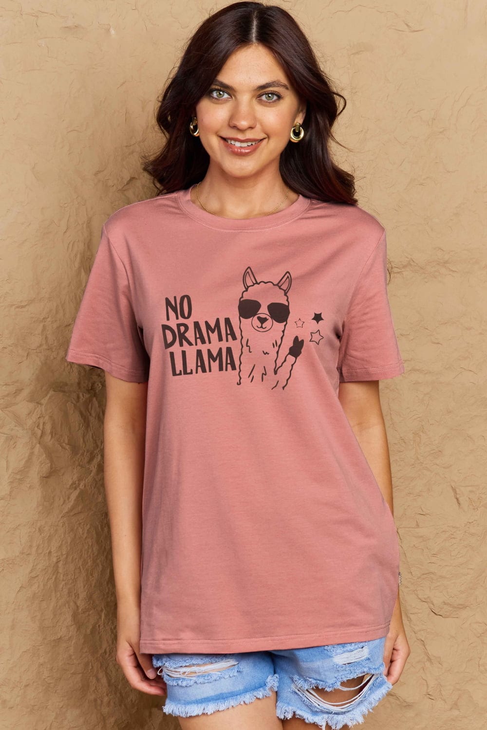 Malibu Dreams Simply Love Full Size NO DRAMA LLAMA Graphic Cotton Tee