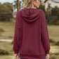 Full Size Cable-Knit Zip-Up Hooded Blouse