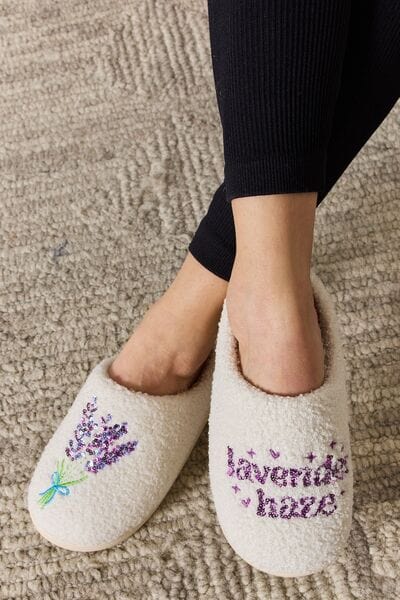 Lavender Melody Sequin Pattern Cozy Slippers