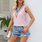 Contrast Eyelet V-Neck Tank